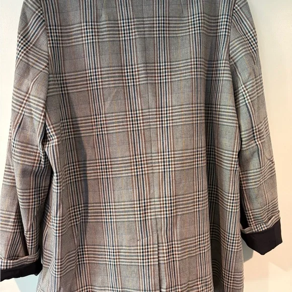 Madewell Plaid Oversize Double-Breasted Blazer chocolate brown EUC - Picture 6 of 9
